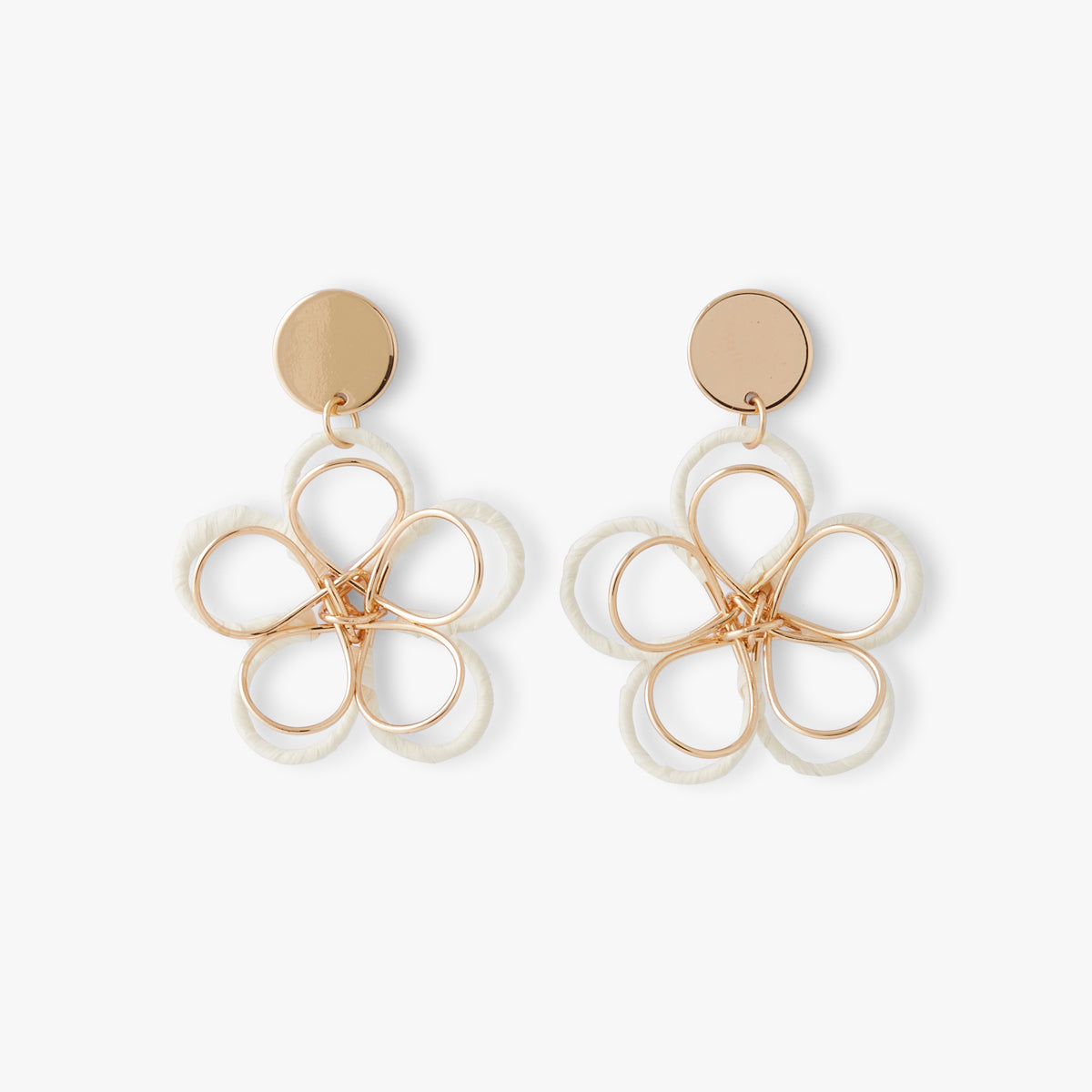 Boucles d'oreilles fleur ajourée en raphia Tropical Feel