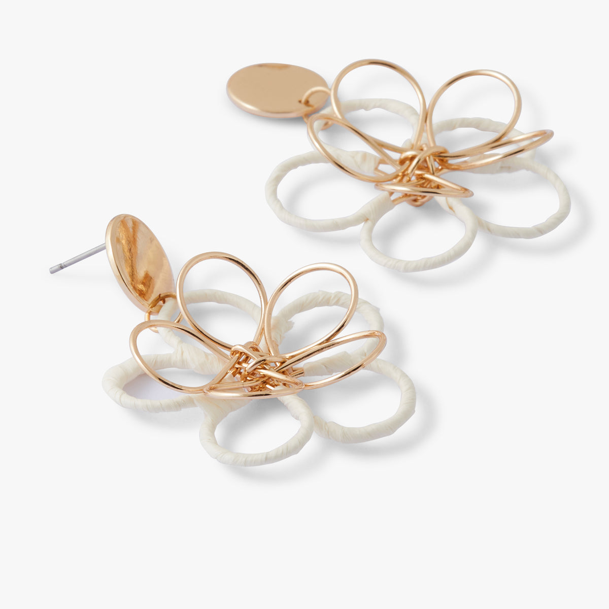 Boucles d'oreilles fleur ajourée en raphia Tropical Feel