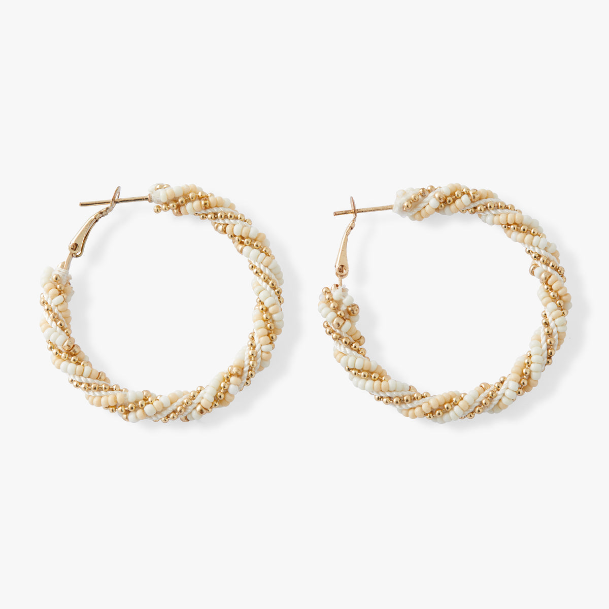 Créoles perles de rocailles Ivory Bloom