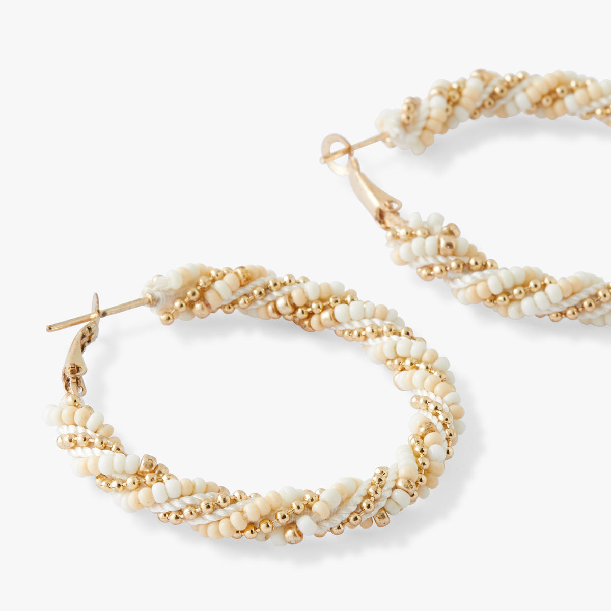 Créoles perles de rocailles Ivory Bloom