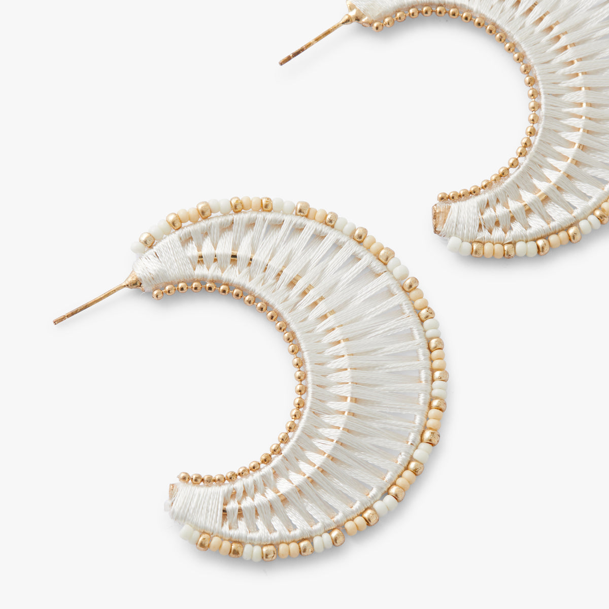 Créoles fil et perles de rocailles Ivory Bloom