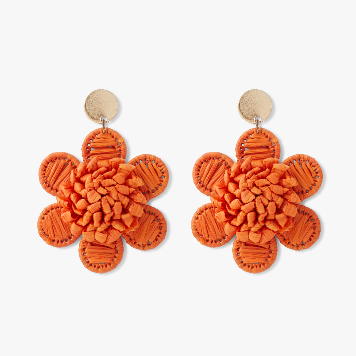 Boucles d'oreilles fleur en raphia