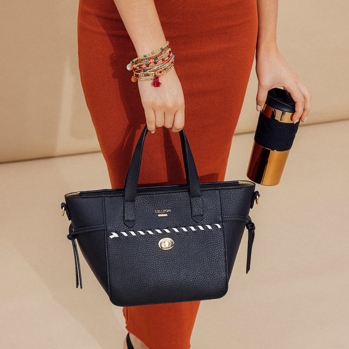 Sac shopper noir Pivoine