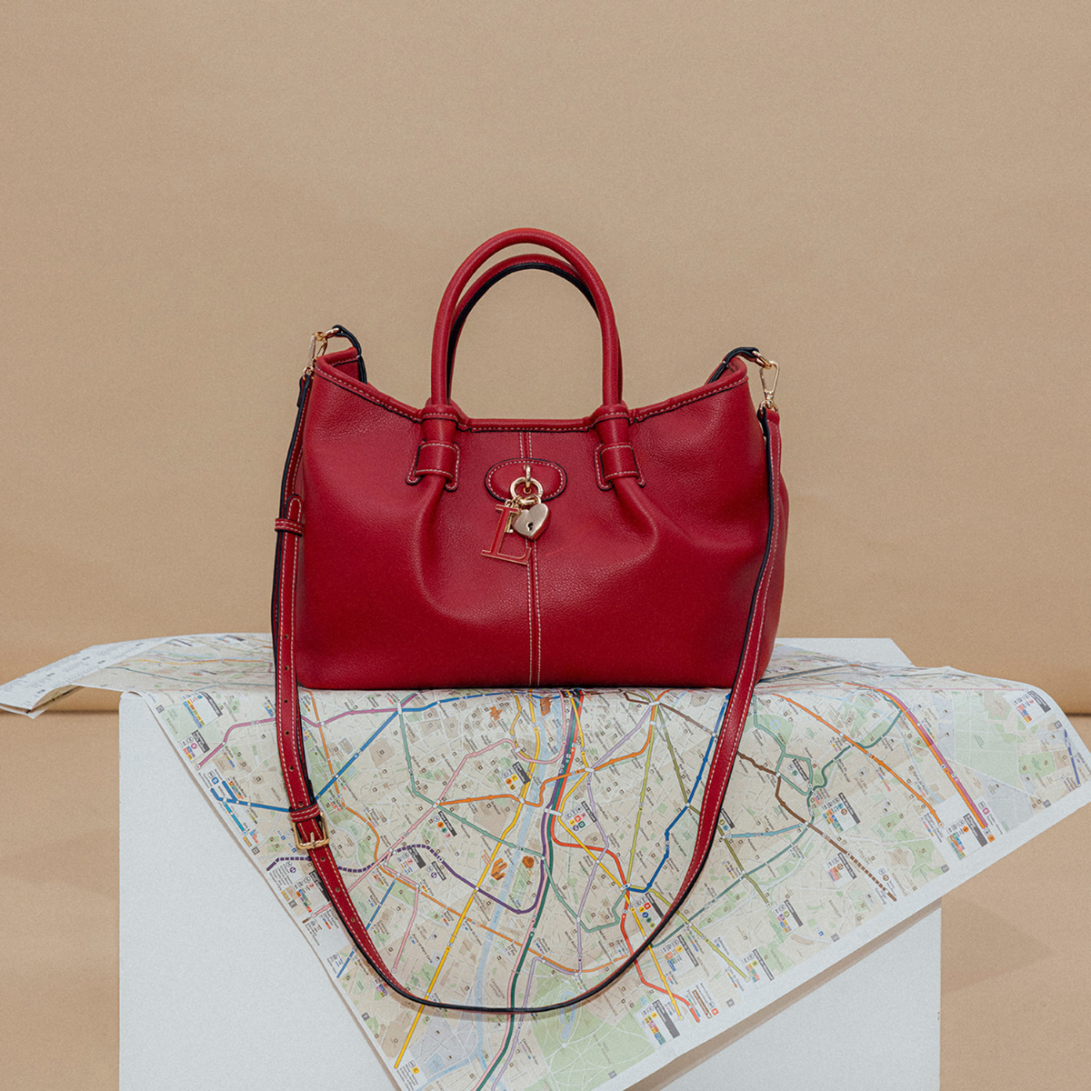 Grand sac shopper rouge Petula