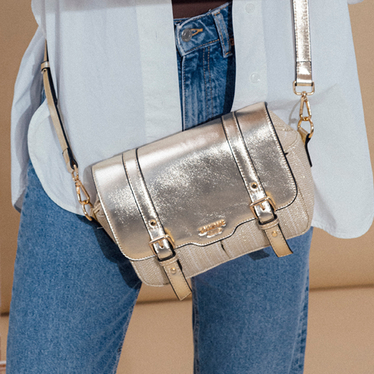 Sac porté épaule M doré Pauline