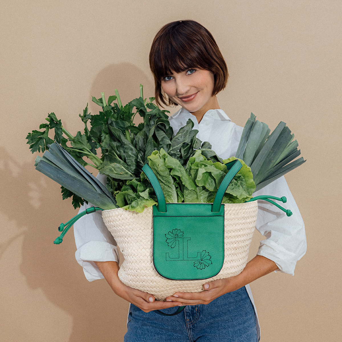 Grand panier vert Poldie