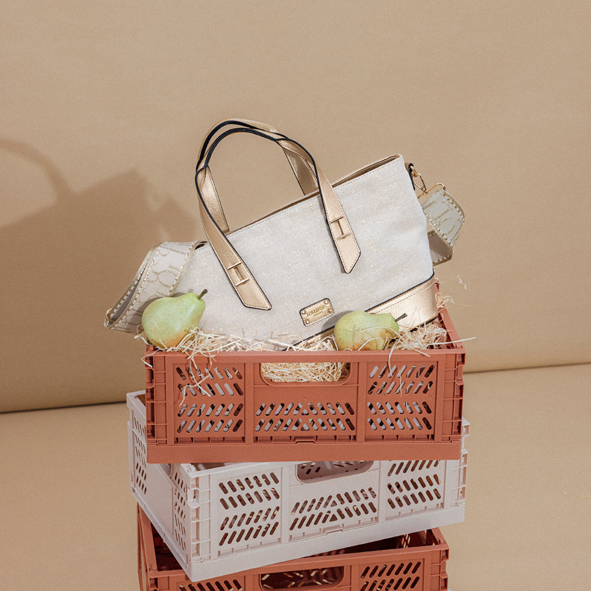 Petit sac shopper doré Patrizia