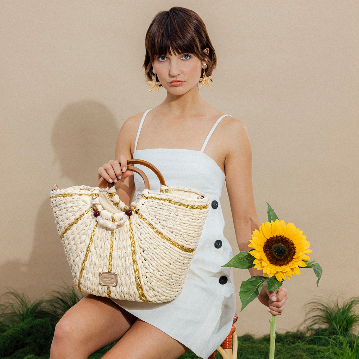 Grand panier beige Petronille