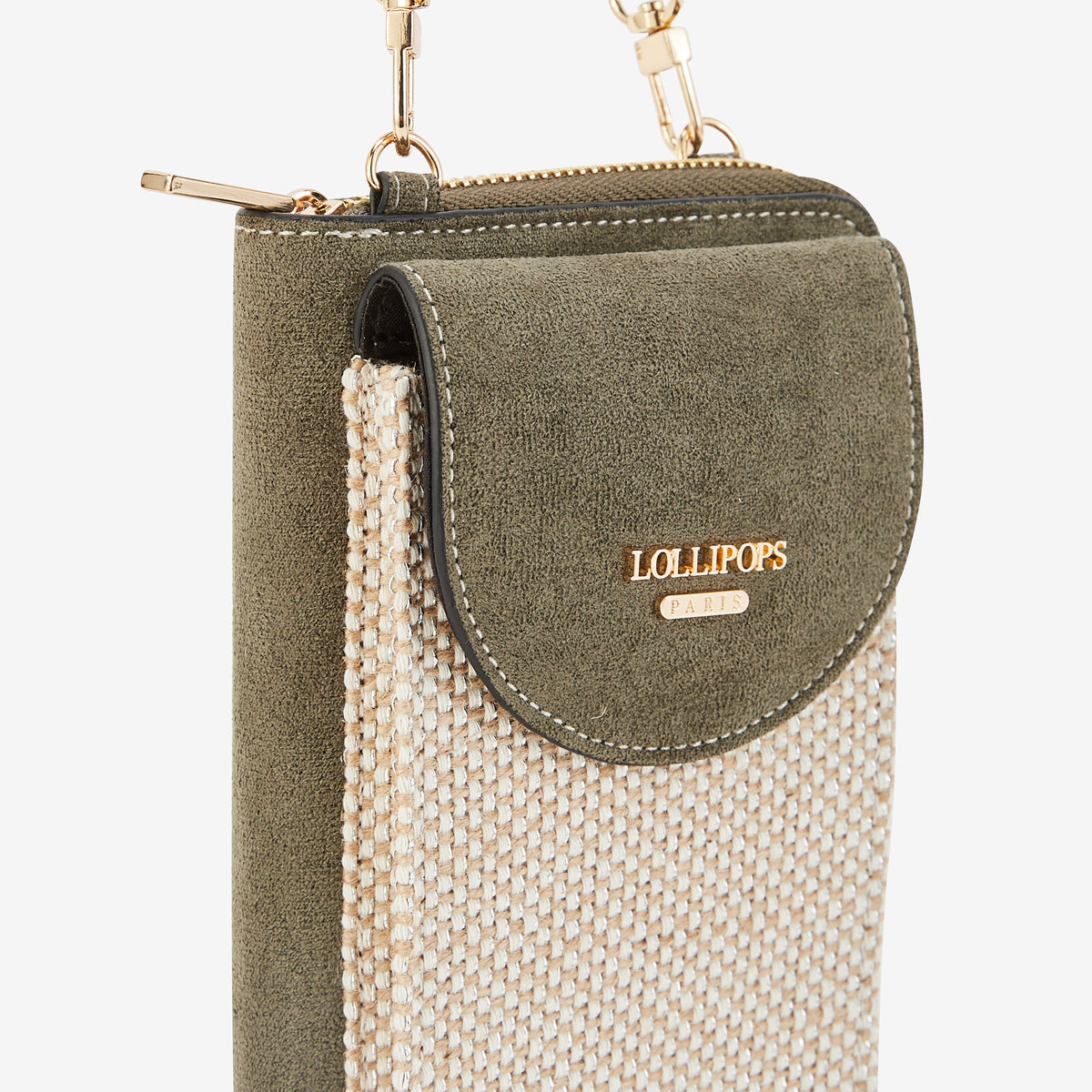 Pochette de téléphone kaki Paisley