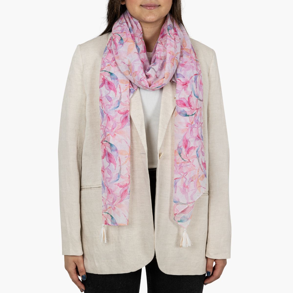 Foulard rectangulaire rose Polona