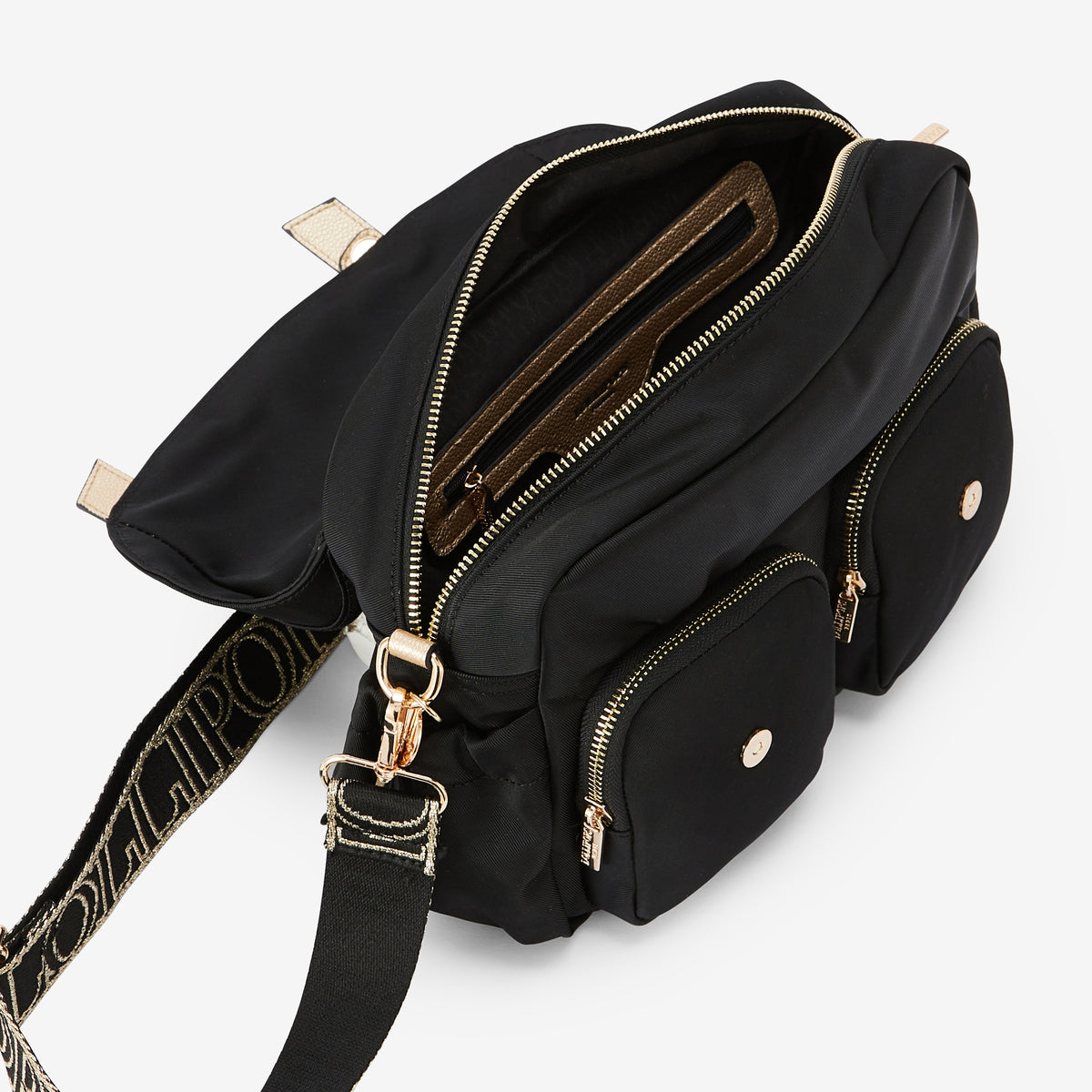 Grand sac porté épaule noir Rosa