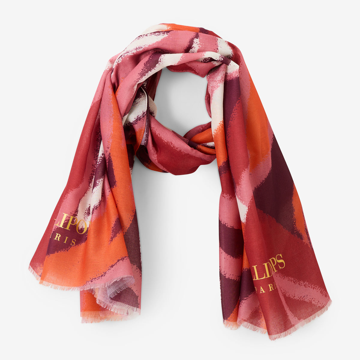 Foulard rectangulaire corail Rogea