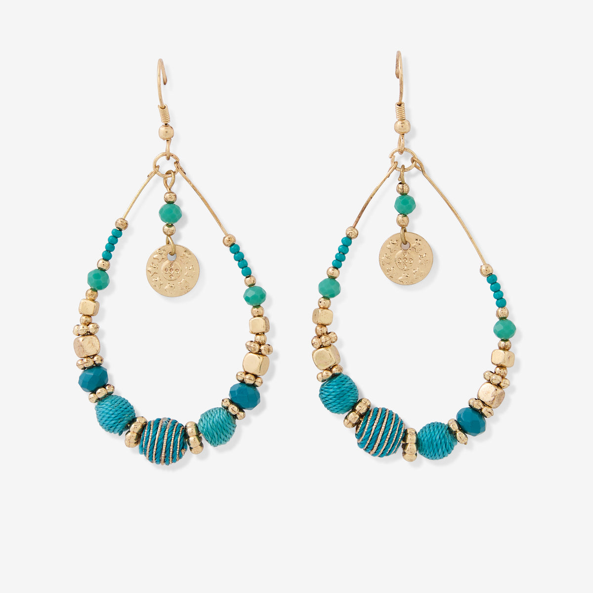 Boucles d'oreilles goutte avec perles Best vert paon
