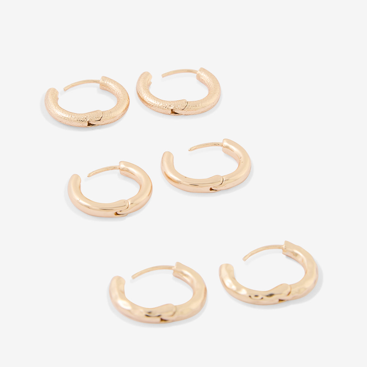 Set de 3 créoles lisses, sablées et martelées Léopard félin