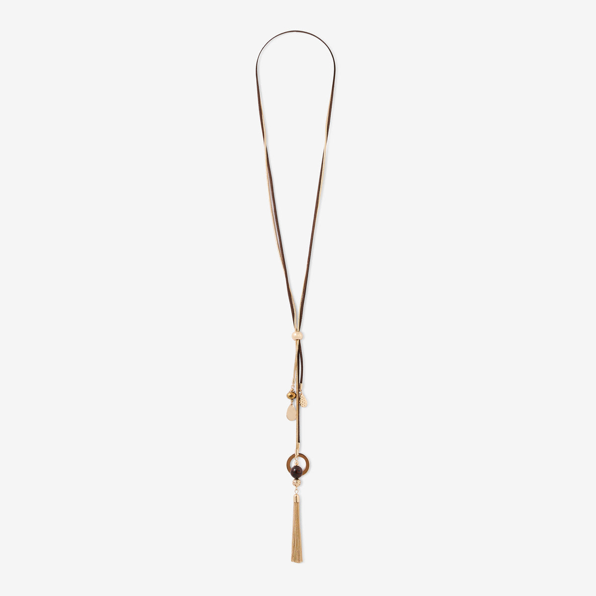 Sautoir en chaine et suédine avec perles Léopard félin