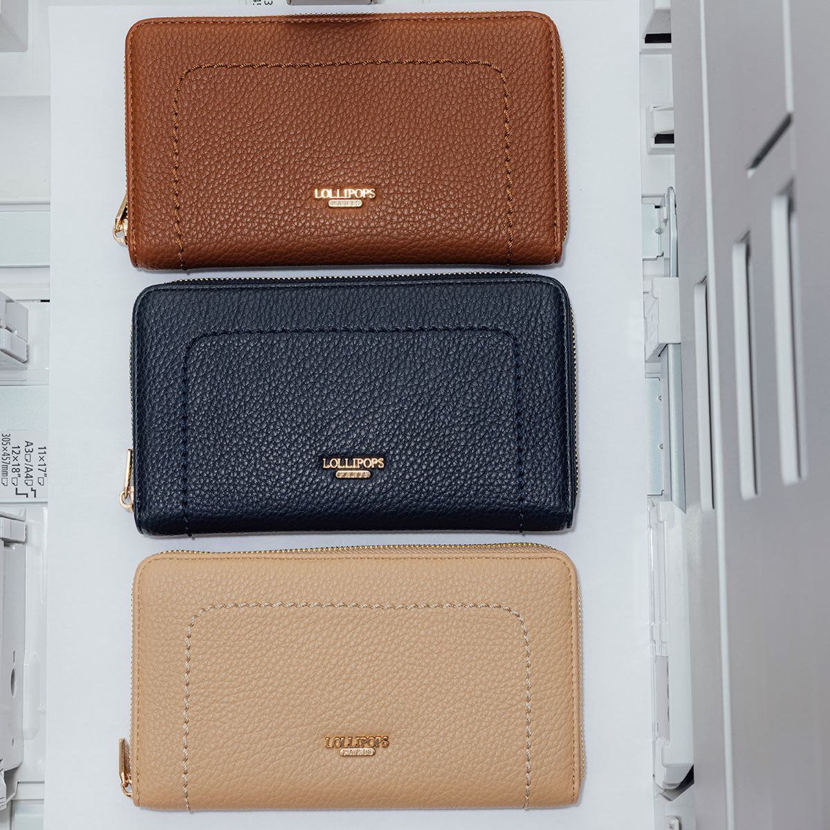 Grand portefeuille beige Rosabelle