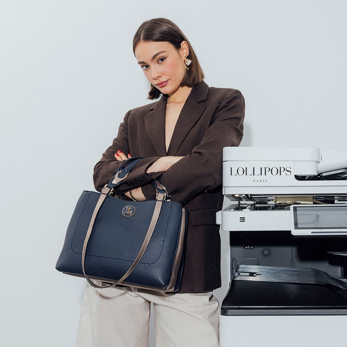 Sac shopper L bleu marine Rosabelle