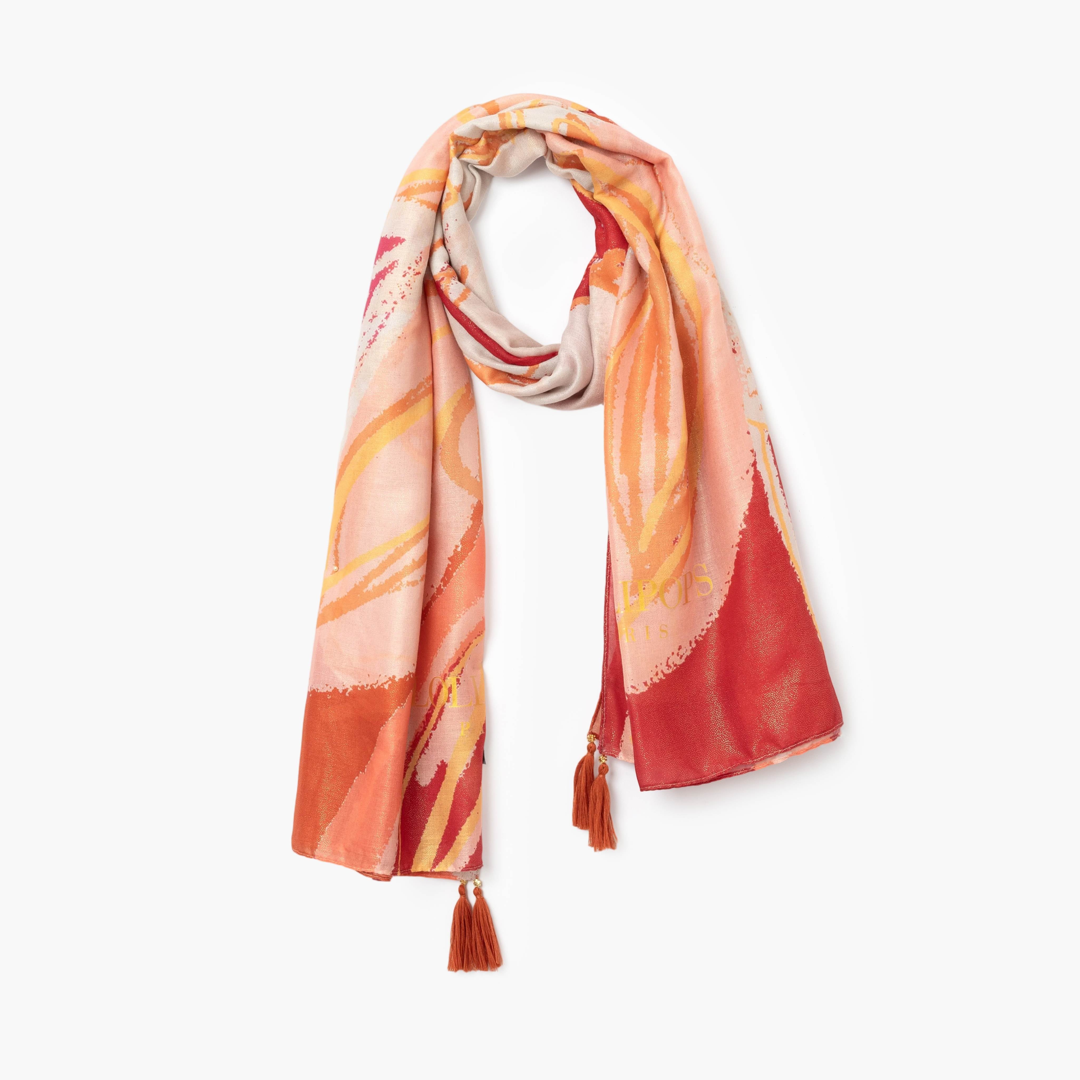 Foulard rectangulaire orange Suzi