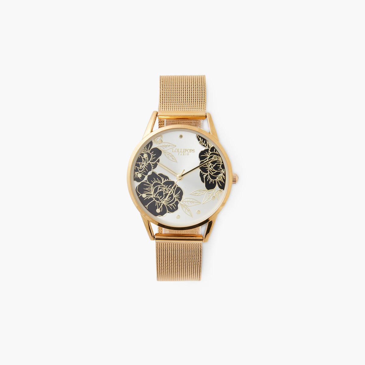Montre noire fleurs
