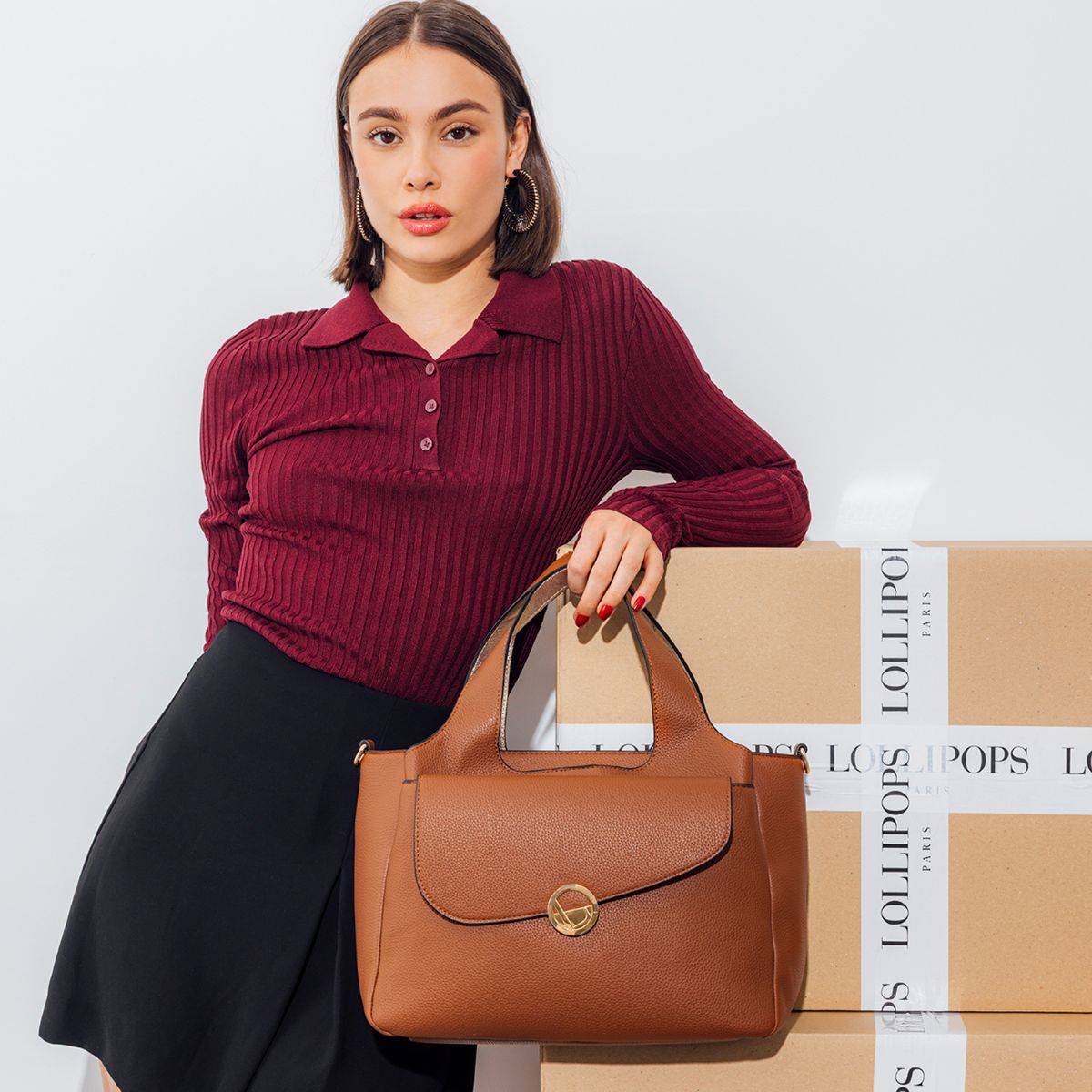 Grand sac shopper camel Romana