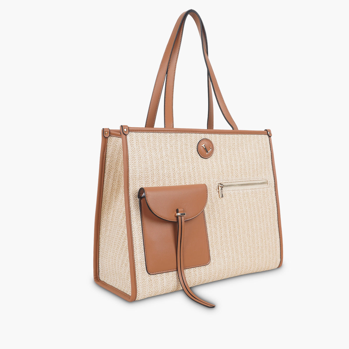 Grand sac shopper camel Saya