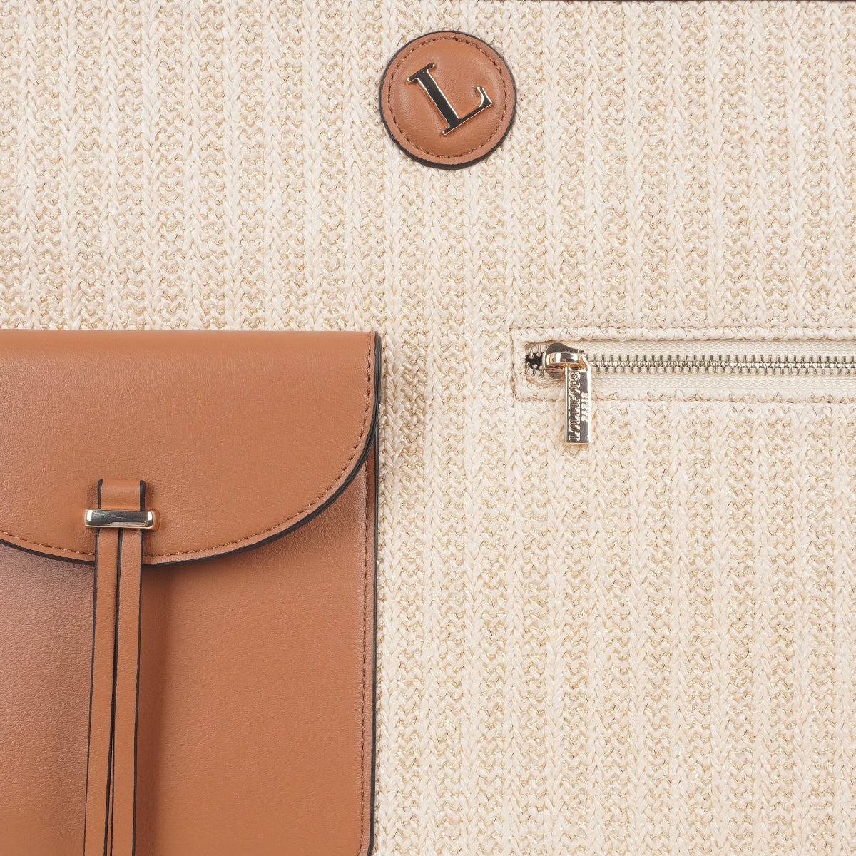 Grand sac shopper camel Saya