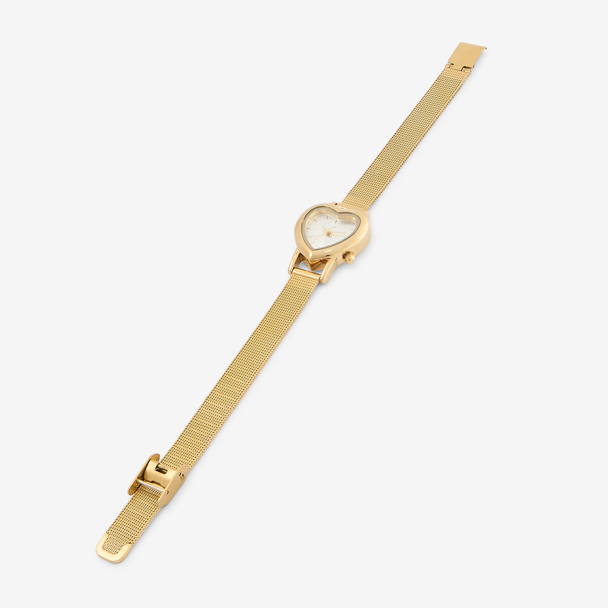 Montre dorée cadran cœur