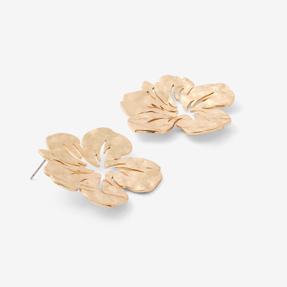 Boucles d'oreilles fleurs dorées martelées