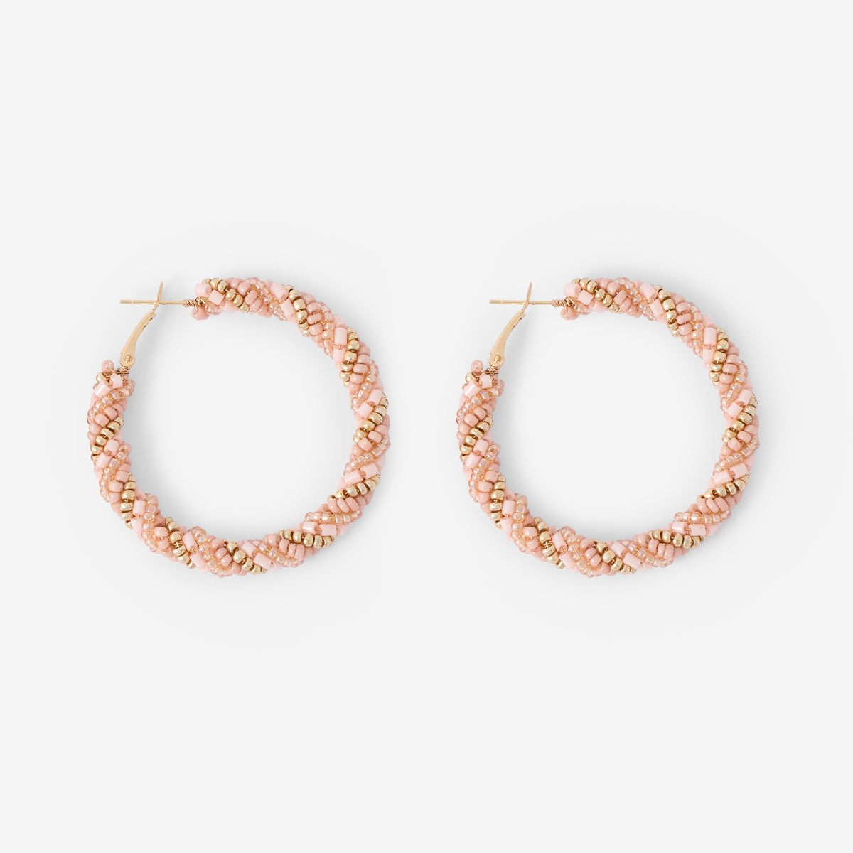 Créoles perles dorées et roses