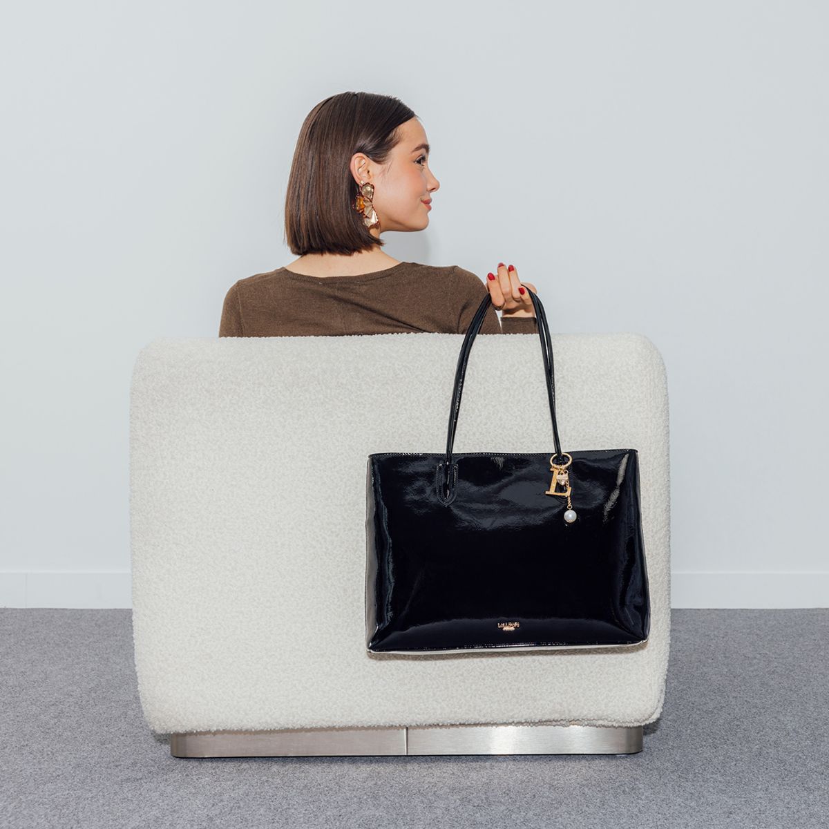 Grand sac shopper noir Rosario
