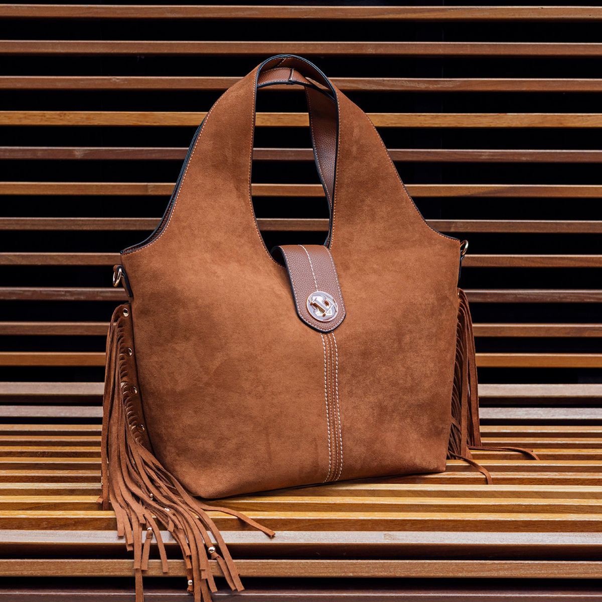 Grand sac shopper camel Sammy