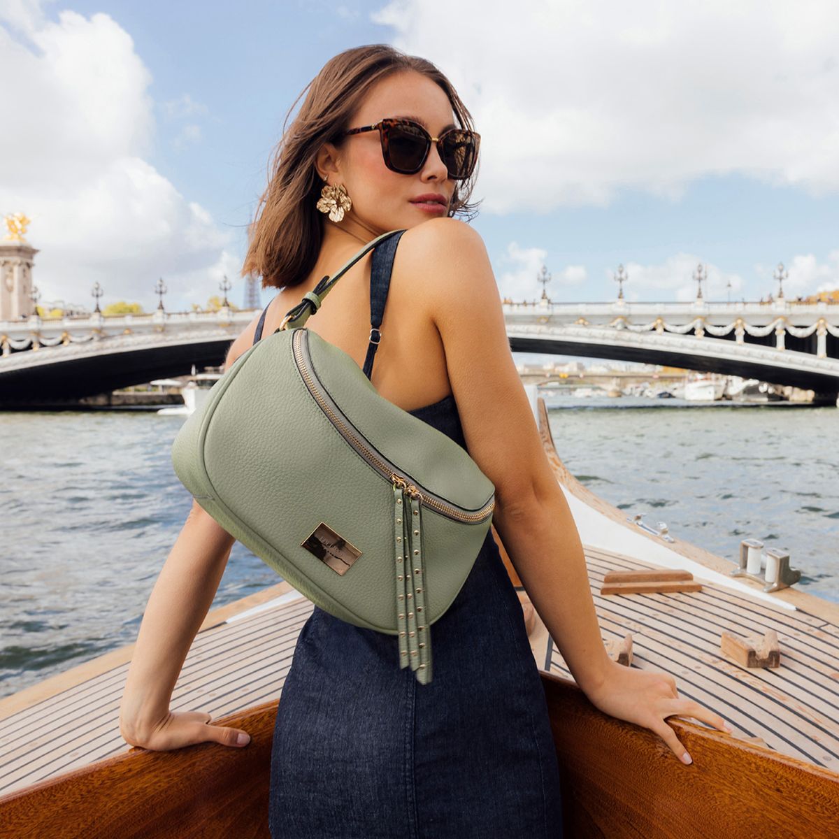 Sac porté épaule vert aqua Soni