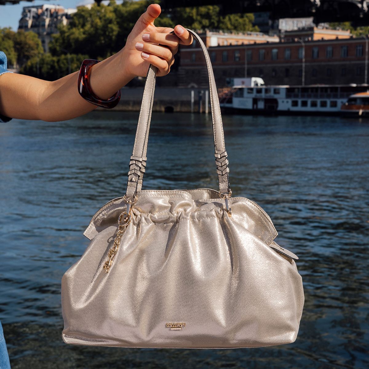 Sac shopper doré Shania