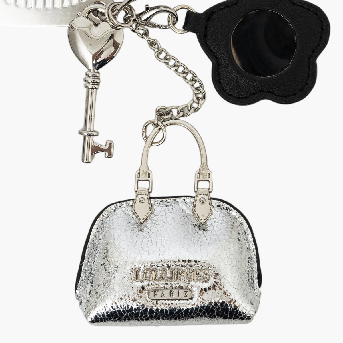 Bijou de sac argent et fleur miroir Tissalia