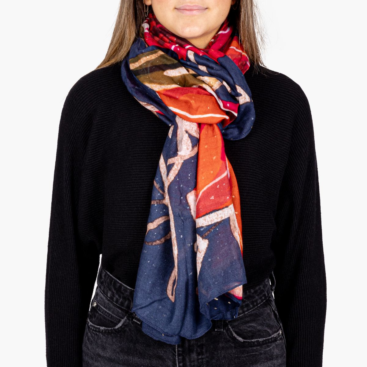 Foulard rectangulaire bleu marine Taura