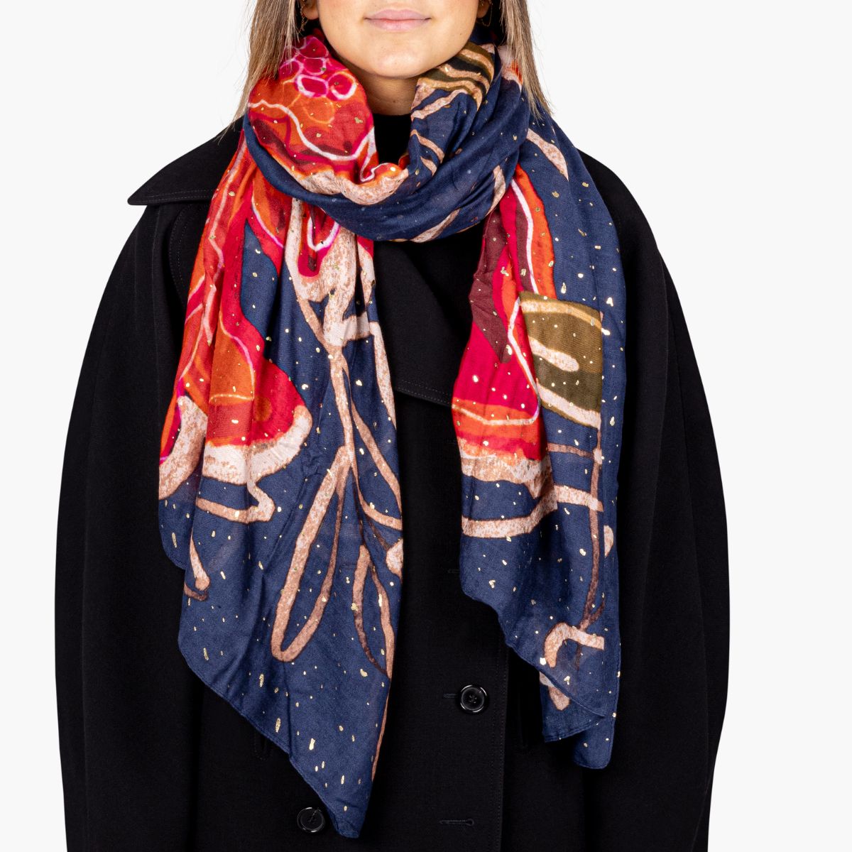 Foulard rectangulaire bleu marine Taura