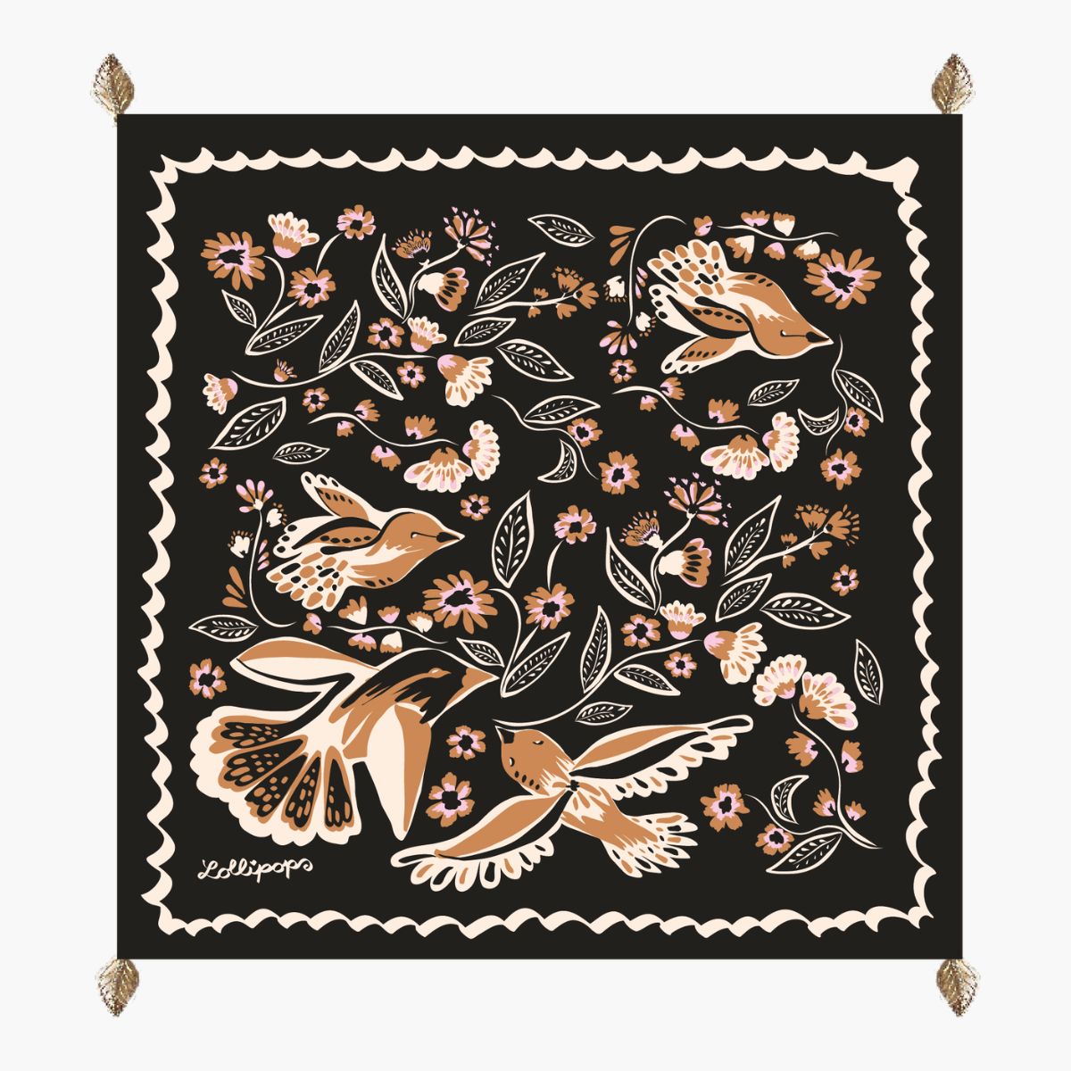 Foulard carré noir Teodora