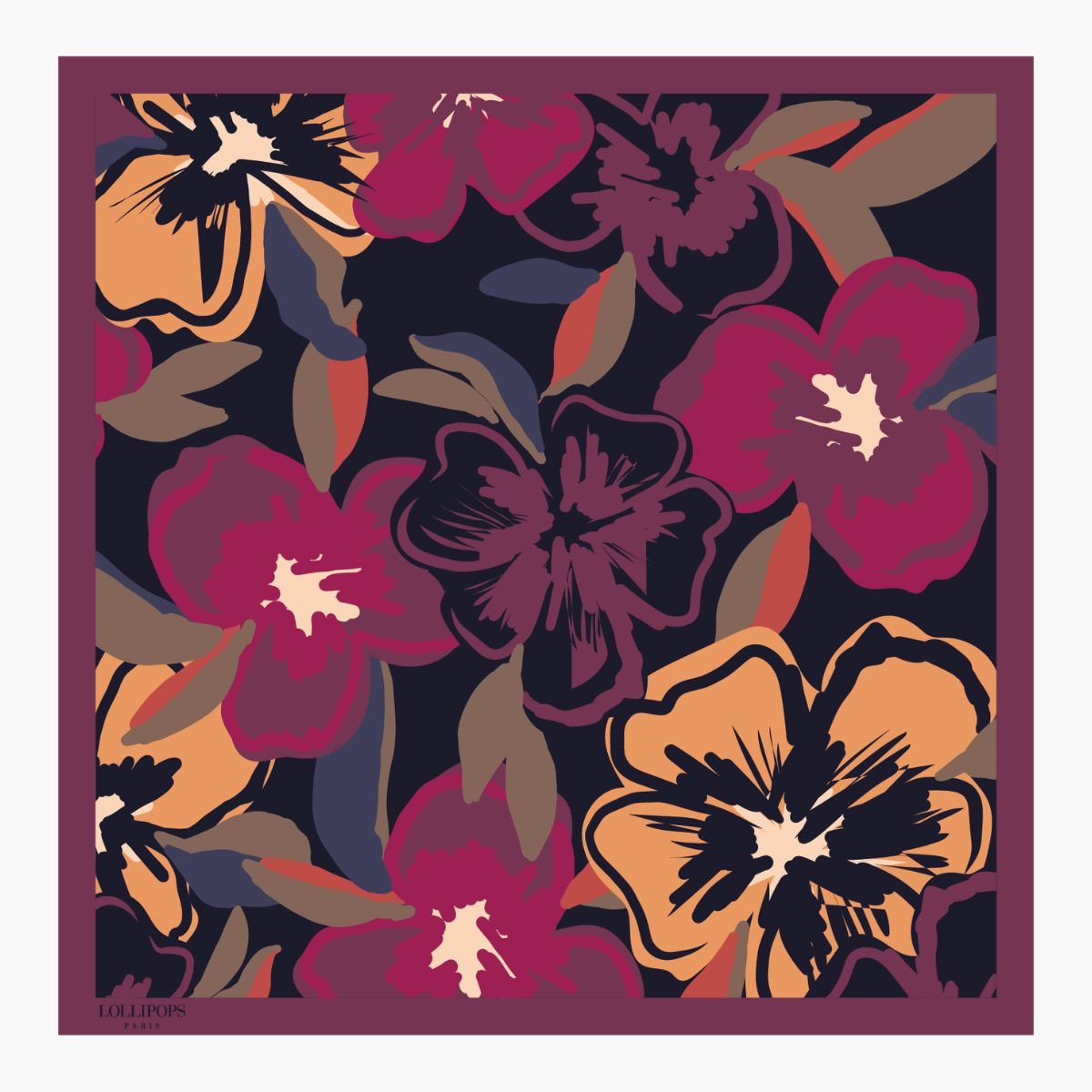 Foulard carré bordeaux Tivaline