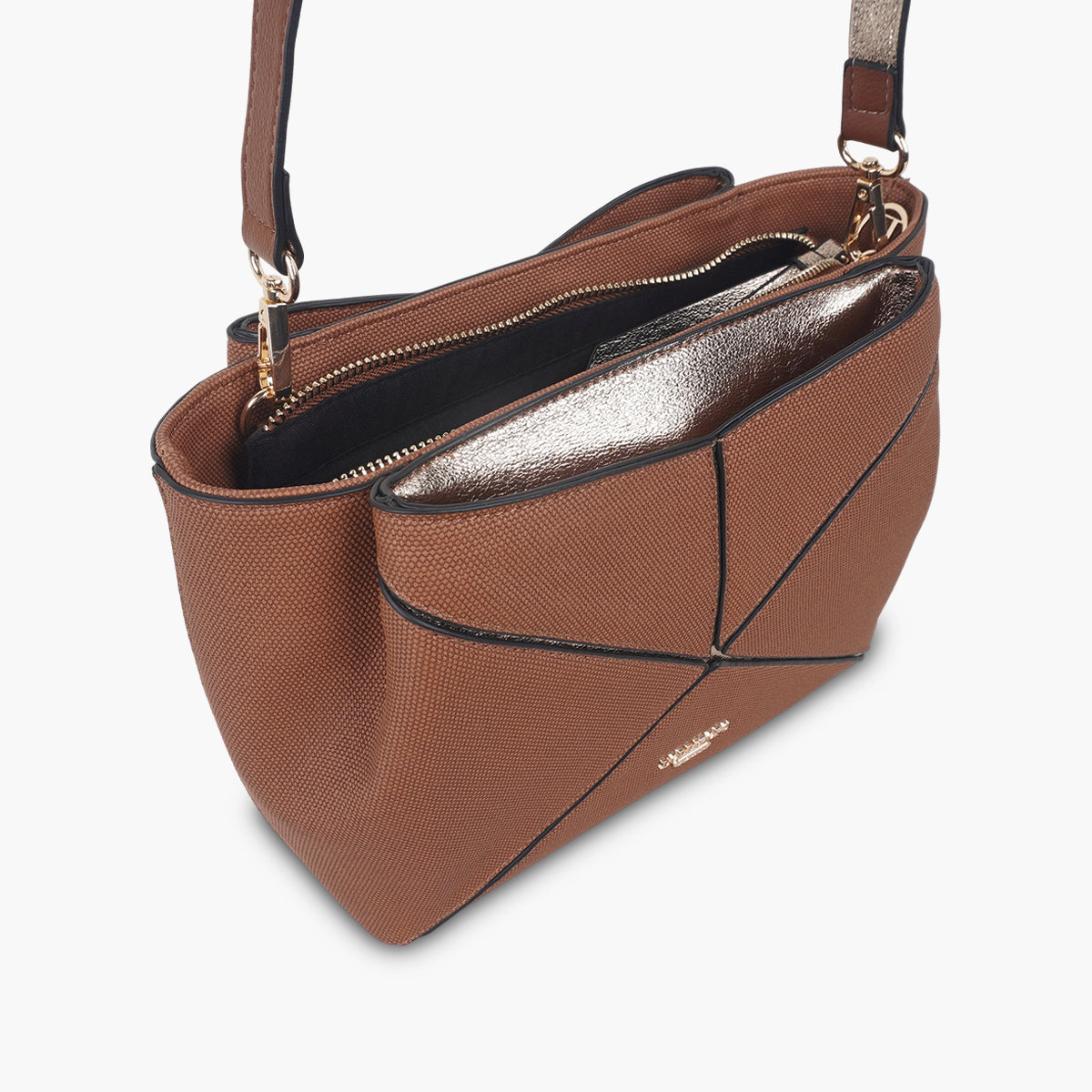 Sac multi poches cognac Tamelia