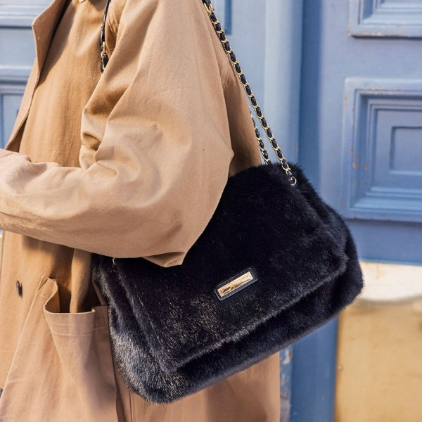 Grand sac porté épaule noir Tigra