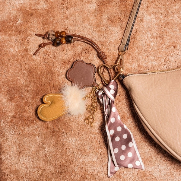 Bijou de sac miroir fleur marron Tissalia