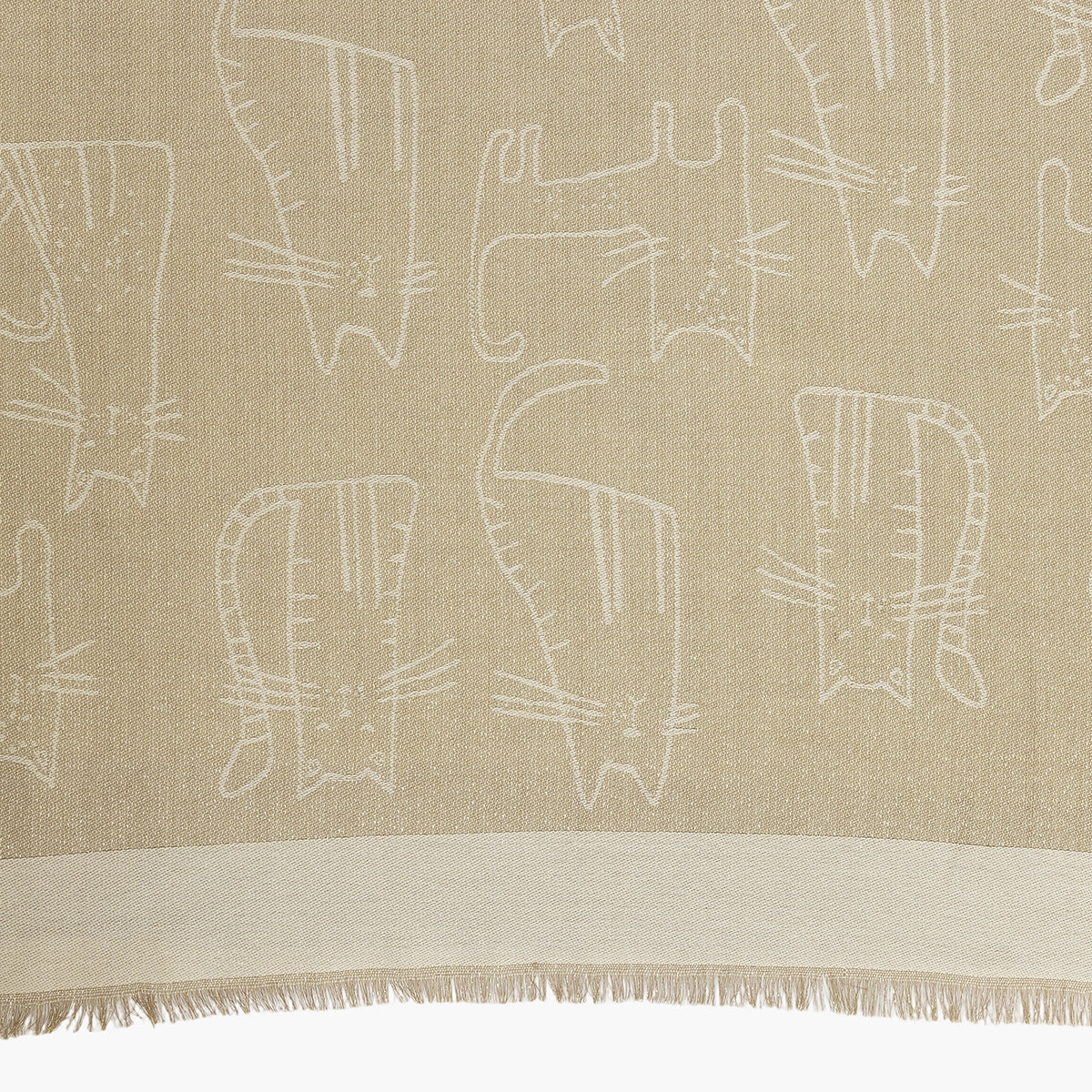 Foulard rectangulaire beige Tychat