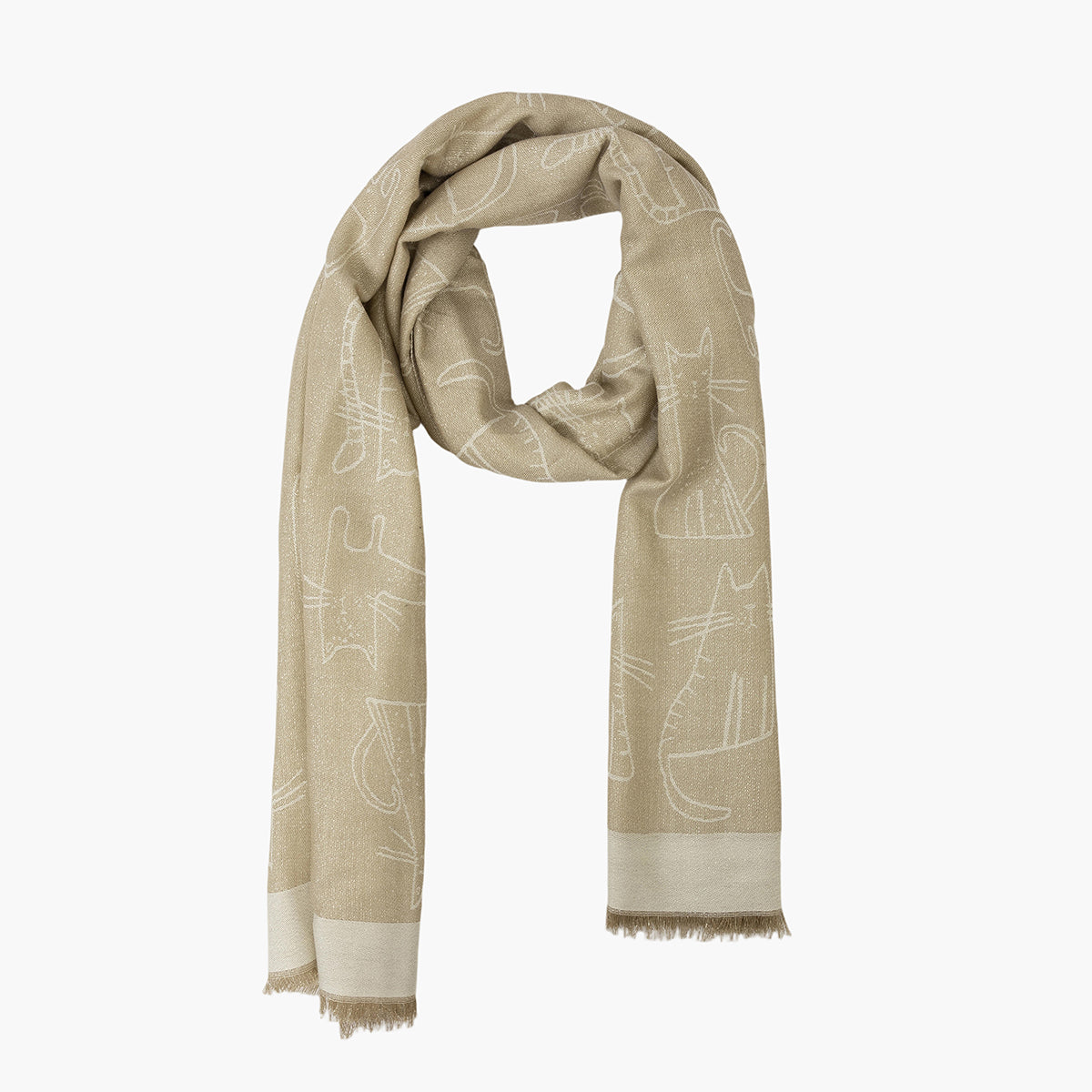 Foulard rectangulaire beige Tychat
