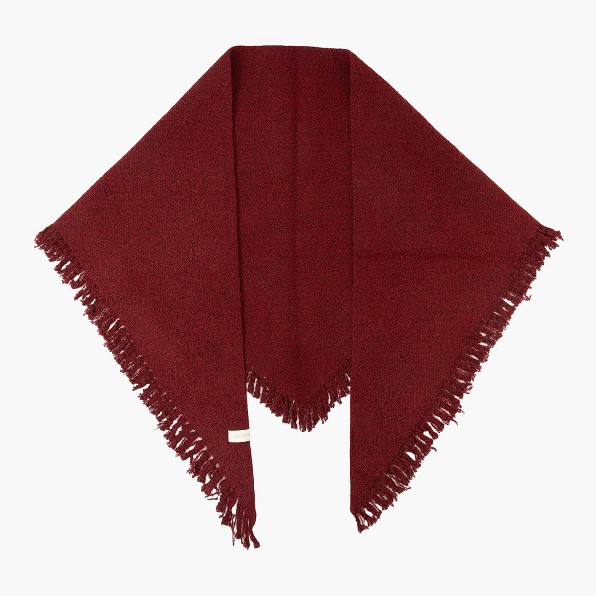 Étole triangulaire en maille chinée rouge à franges Tereska