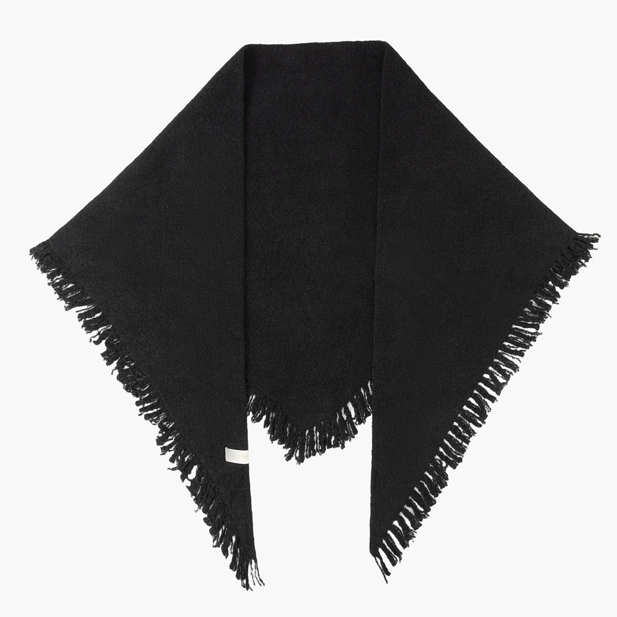 Étole triangulaire noir à franges Tereska