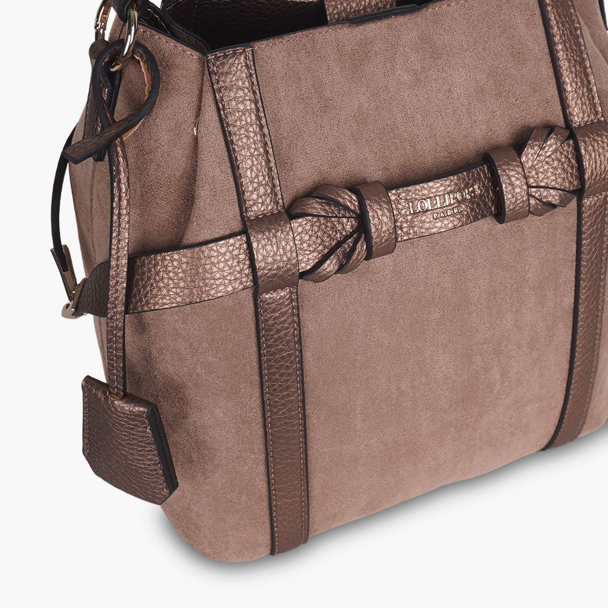 Sac seau taupe Taja