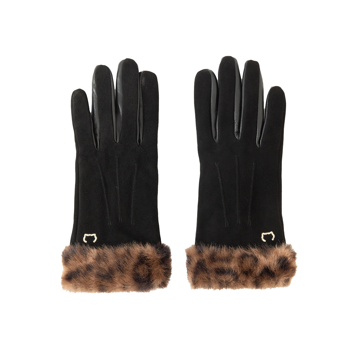 Gants en cuir noir Tul