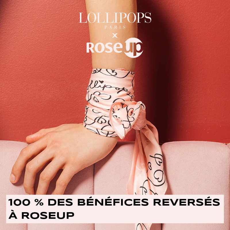 Foulard carré rose Thelma Lollipops x RoseUp